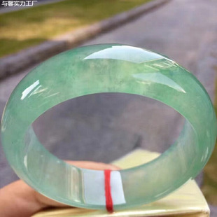 冰种浅绿玉手镯带证书翡翠色女款正宗少女玉镯子油青特价玉石手镯