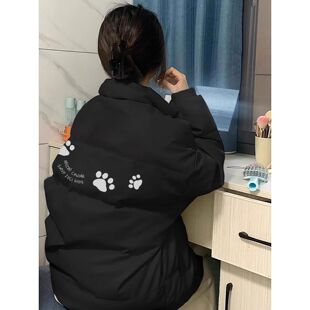 202冬季新款羽绒棉服女大童初中高中学生宽松立领棉袄面包服外套