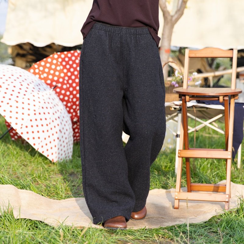 雨文她城原创彩点纯羊毛裤深灰色宽松限量针织毛呢温暖系休闲长裤,女装/女士精品,休闲裤,淘宝优惠券,粉丝福利购,淘宝优惠卷