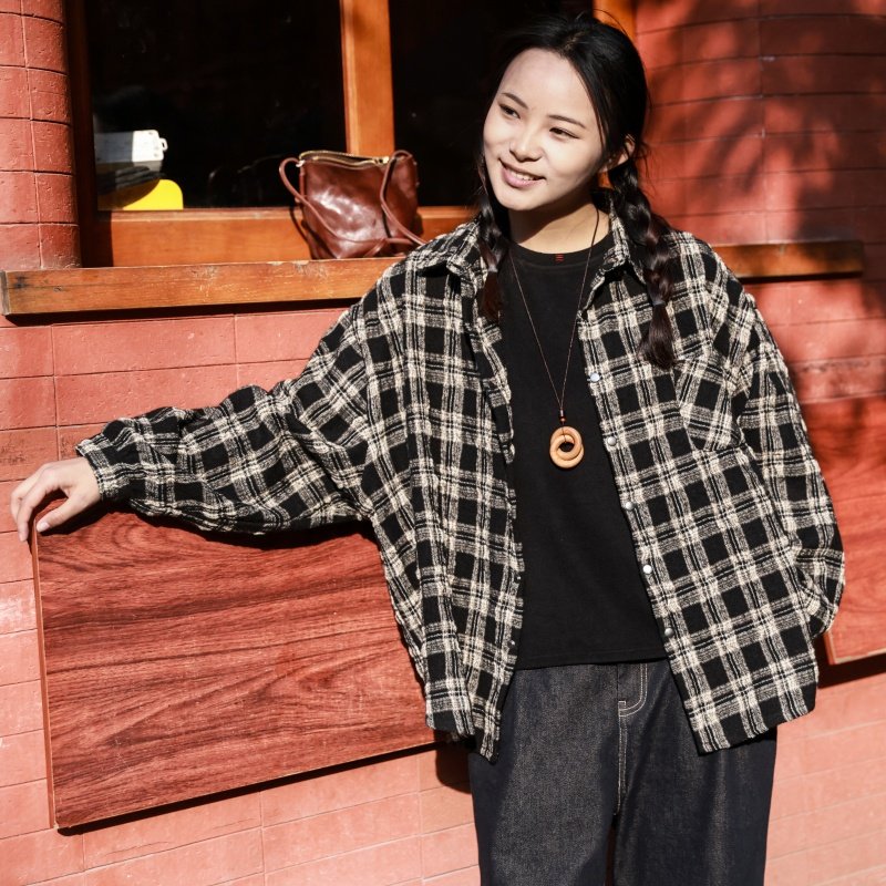 雨文她城羊毛棉随性文艺复古率性松弛格纹衬衫百搭宽松休闲上衣,女装/女士精品,衬衫,淘宝优惠券,粉丝福利购,淘宝优惠卷
