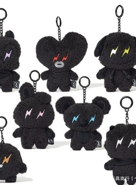 新款 Fragment x BT21闪电暗黑藤原浩联名防弹少年团玩偶挂件