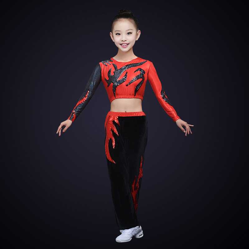 儿童健美操演出服少儿健美操比赛服中小学生拉拉队服装女套装定制