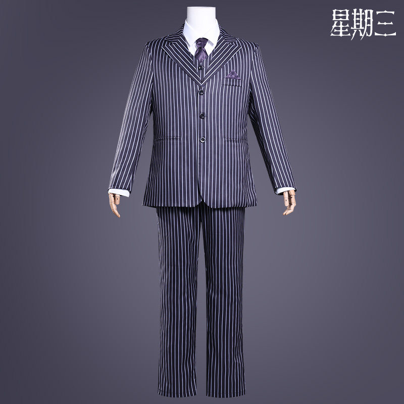 星期三第二季cos爸爸戈麦斯条纹黑西装亚当斯万圣节cosplay服装男