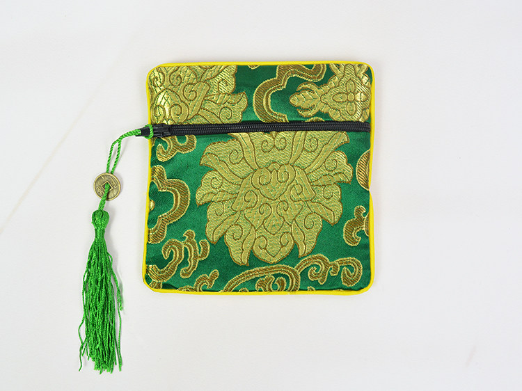 EMBROIDERED JEWELRY BAG ZIPPER BAG JADE COIN BAG DELICATE EMBROIDERY DOUBLE-LAYER SACHET BAG ZIPPER SQUARE BAG