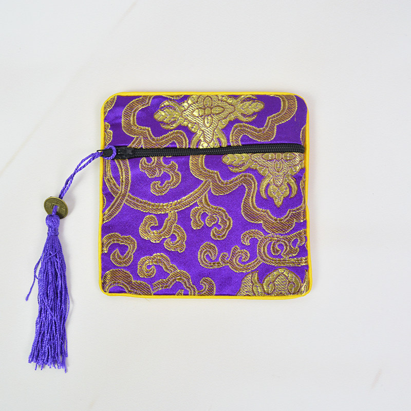 EMBROIDERED JEWELRY BAG ZIPPER BAG JADE COIN BAG DELICATE EMBROIDERY DOUBLE-LAYER SACHET BAG ZIPPER SQUARE BAG