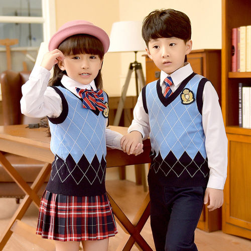 新款春秋季背心老师中小学生校服