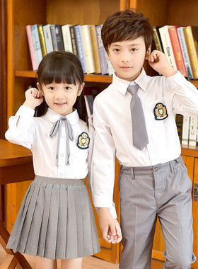 校服小学生班服男女童装春秋季学院风长袖白色衬衫幼儿园园服套装