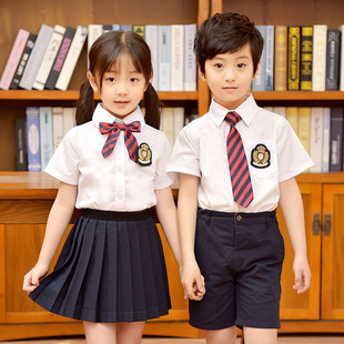 韩版 幼儿园园服套装 夏季 衬衫 男女童装 英伦学院风班服中小学生校服