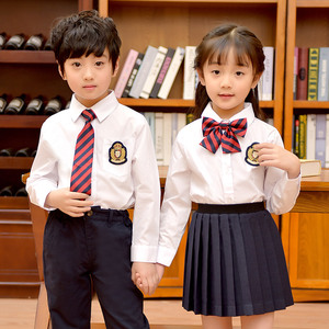 英伦男女童韩版长袖衬衫校服套装学院风高中小学生班服幼儿园园服