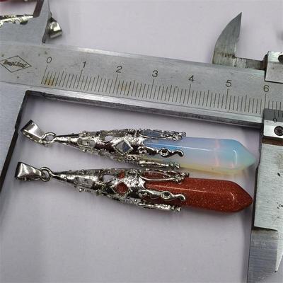 天然石粉晶紫水晶尖锥情侣项链