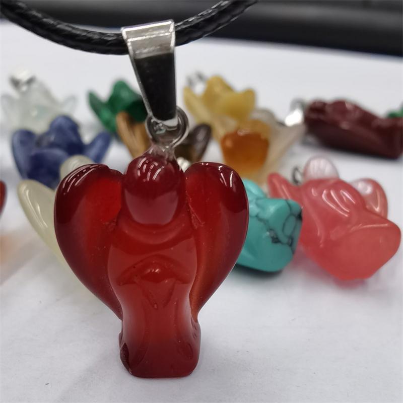 天然水晶红玛瑙雕刻天使吊坠挂件