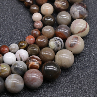 天然木化石圆珠散珠半成品串珠饰品手链项链DIY手工配件半宝石