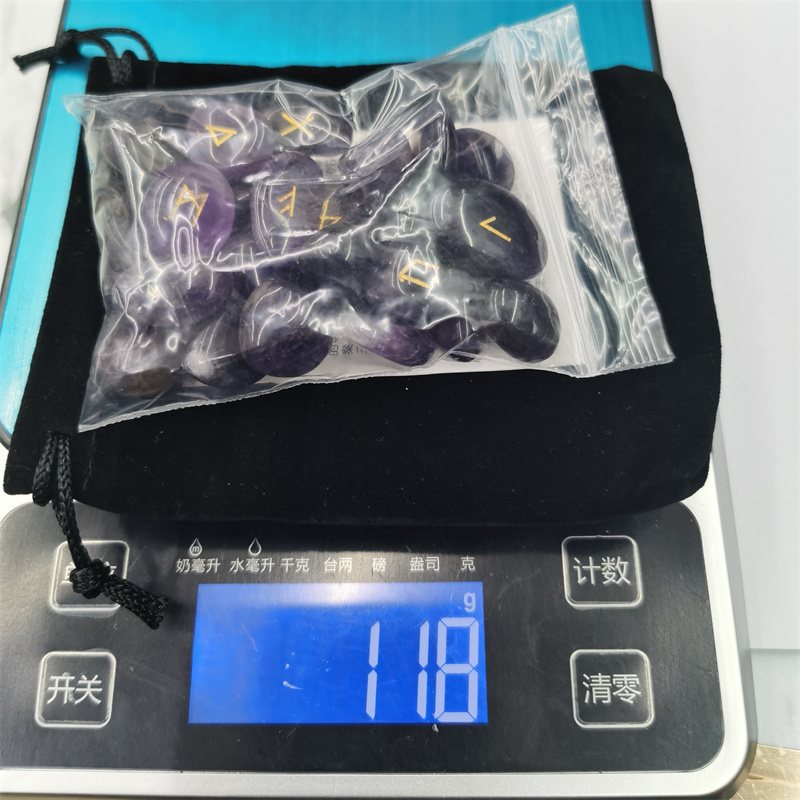 卢恩石紫水晶半宝石如尼石符号