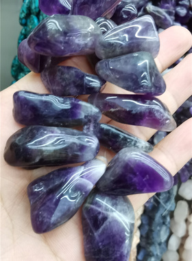 天然紫晶紫水晶不定形长条裸石1ＭＭ侧孔饰品手链项链耳环手工DIY