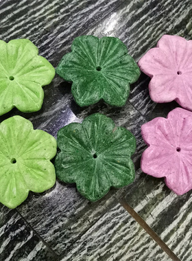 人造松六瓣花中孔手工饰品材料DIY配件头饰胸针松石花朵