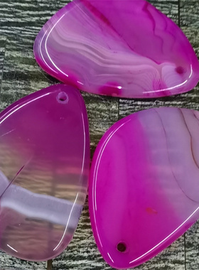 天然条纹玛瑙紫红绿黑玛瑙吊坠水滴形不规则片状DIY手工饰品配件