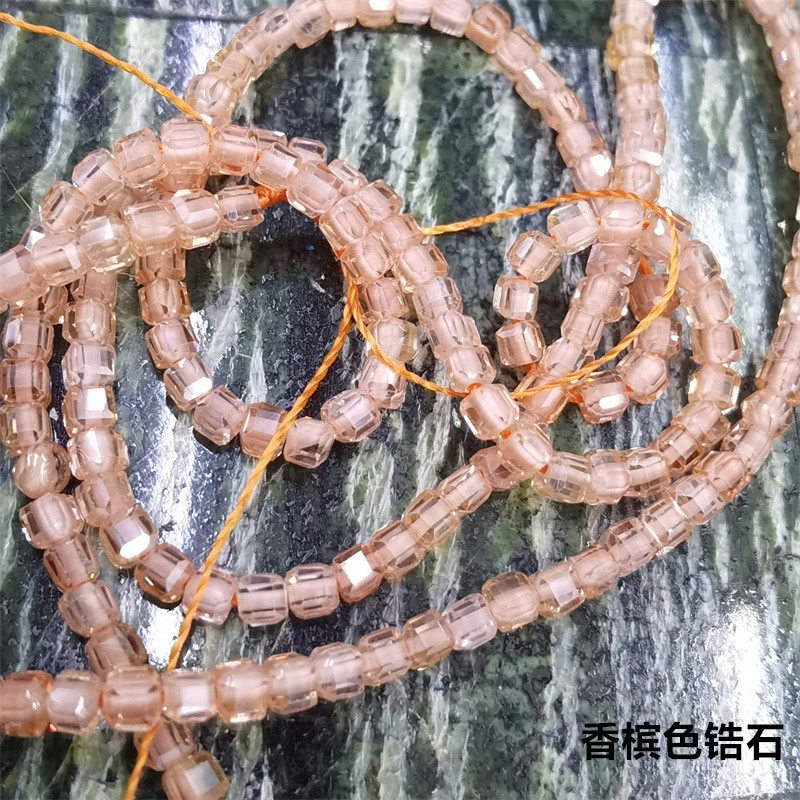 2MM天然水晶香槟色锆石方糖珠子散珠diy手链项链耳环配件饰品配饰