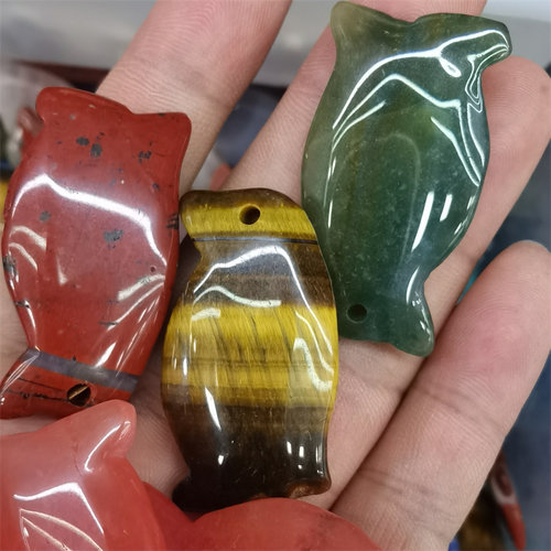天然水晶玛瑙企鹅吊坠