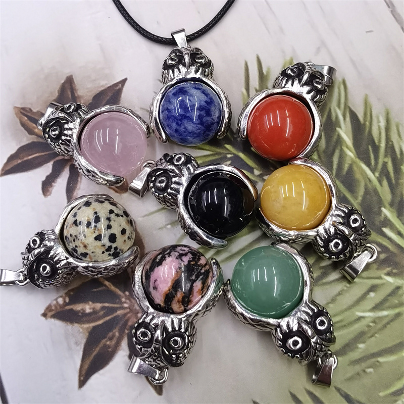 1号店天然石猫头鹰复古百搭吊坠