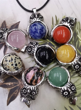 1号店天然石猫头鹰复古百搭吊坠