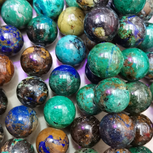 天然凤凰松原矿散珠圆珠黄铜矿串珠材料手链项链饰品配件DIY手工