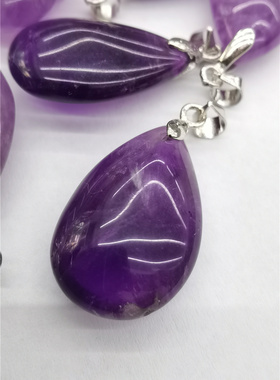 天然紫水晶裸石水滴吊坠情侣