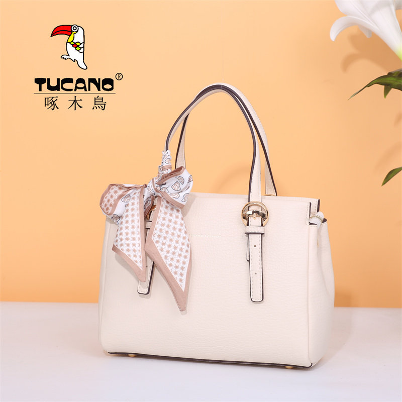 啄木鸟女包2025款高档手提包真软皮丝巾送礼物单肩斜挎包正品百搭