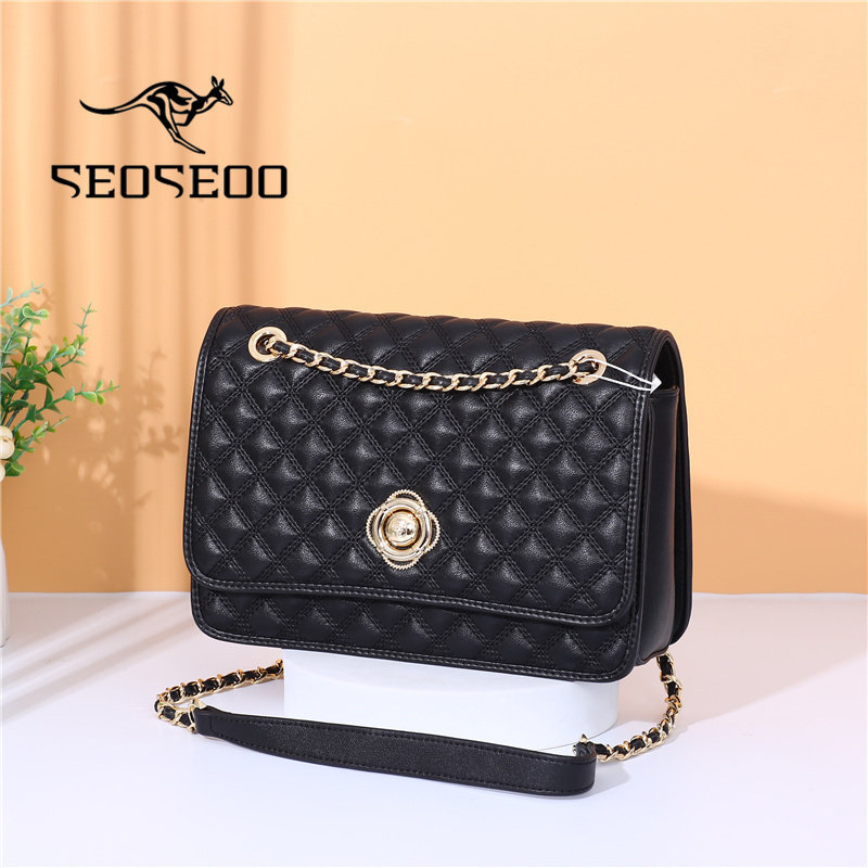 seoseoo南奥袋鼠女包2024新款菱格小香风多隔层潮百搭单肩斜挎包