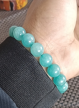 天河石手链收藏级转运珠男女款蓝绿高冰蓝色水晶宝石