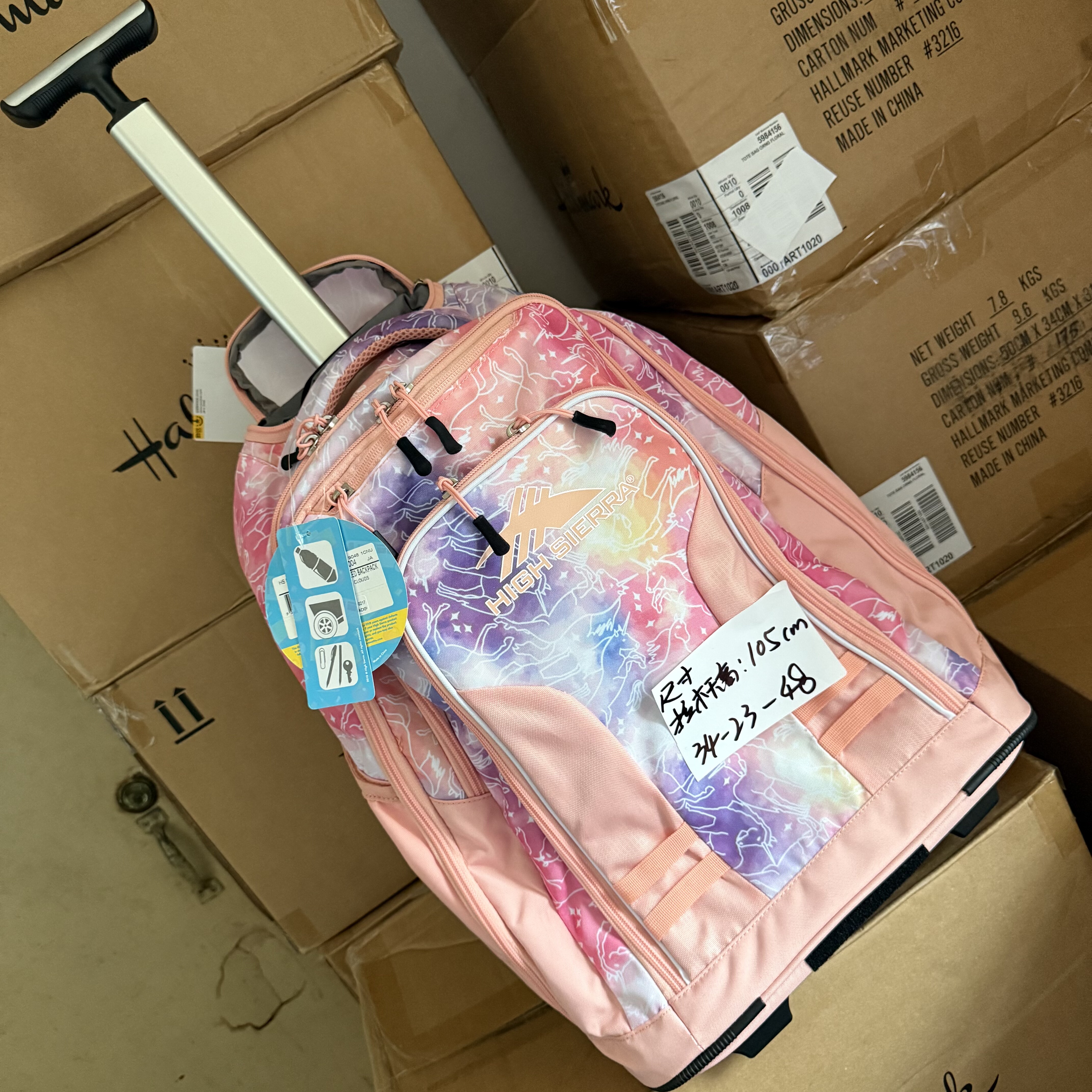 独角兽好好看米国单经典蓝红条双肩包轻便拉杆书包结实防泼水旅行