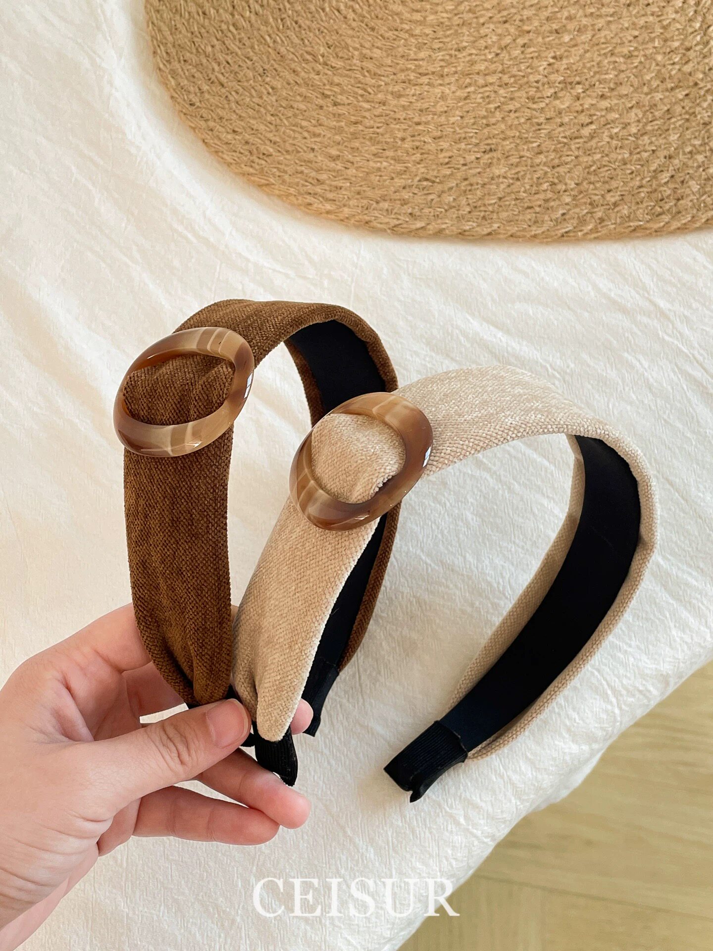 Chris 新款美拉德丝绒发箍复古时尚咖色百搭高级发卡洗脸压发头箍