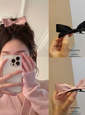 Chris 蝴蝶结立体小发夹少女粉色刘海夹小耳朵头饰小红书推荐顶夹