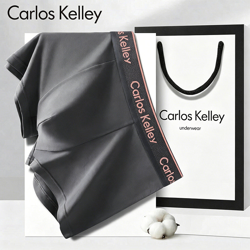 CarlosKelley男士内裤纯棉抗菌透气中腰平角短裤男款四角裤礼盒装