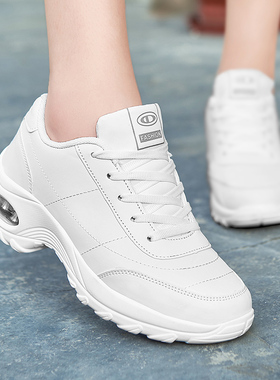 春季新款品牌回鞋皮面防水跳舞鞋气垫运动鞋广场舞鞋软底休闲鞋女