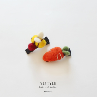 原创设计新品 头饰可爱胡萝卜刘海鸭嘴夹戳戳乐羊毛毡手工发夹发饰