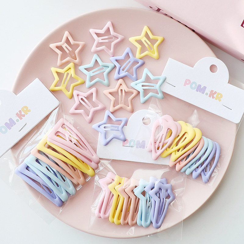 儿童春夏冰淇淋色系BB夹发夹爱心三角几何侧边夹刘海夹发卡10个装