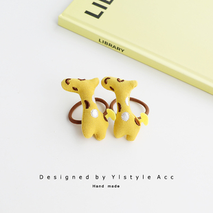 儿童布艺长颈鹿可爱发圈头绳对装 头绳香蕉对夹刘海夹碎发夹发卡女