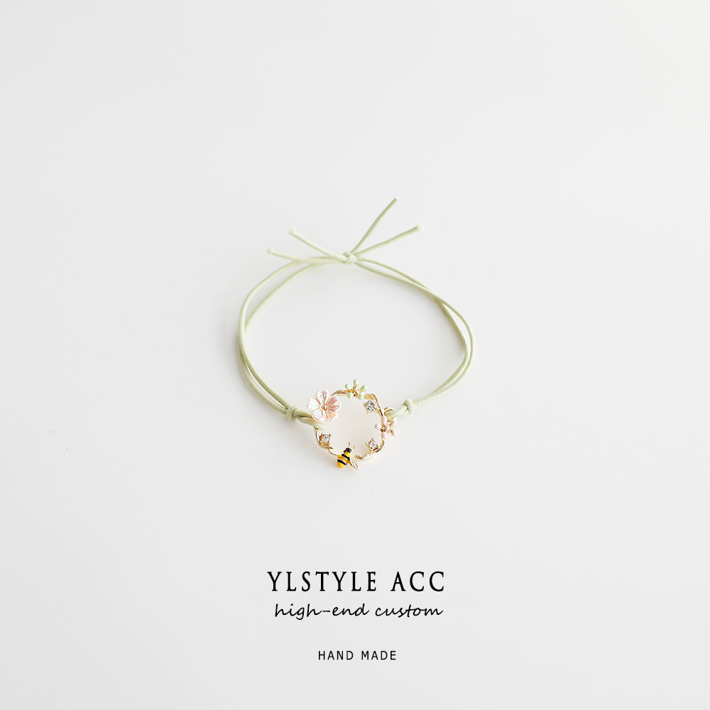 原创设计小清新手工花环蜜蜂合金绿色超细发圈皮筋皮套发绳头饰,饰品/流行首饰/时尚饰品新,发饰,淘宝优惠券,粉丝福利购,淘宝优惠卷