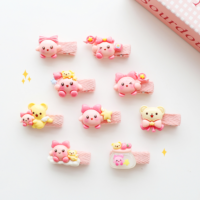 粉色系卡通星之卡比儿童全包发夹