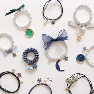 原创设计星空发饰系列闪闪小星星月亮扎头发韩式 发圈皮筋发绳头饰