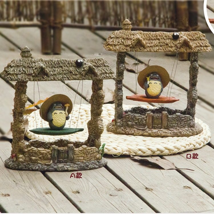 日式风宫崎骏龙猫荡秋千工艺品