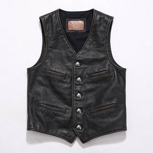 马甲美国进口茶心水牛皮复刻rrl