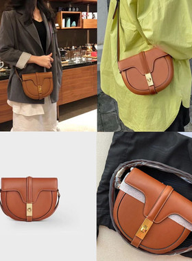 2024新款潮时尚k半圆马鞍包cecilia包真皮小包锁扣单肩斜跨mini包