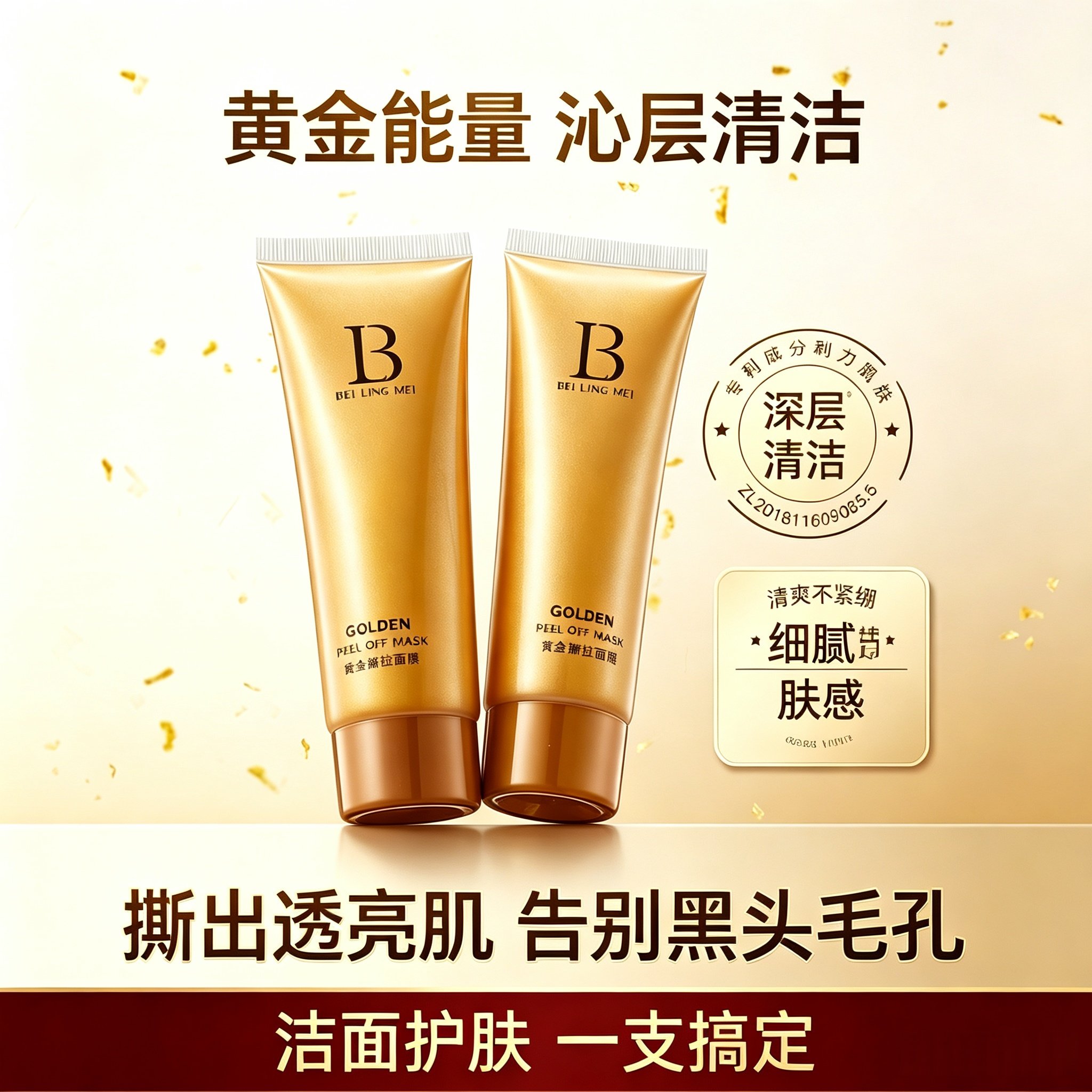 黄金撕拉面膜深层清洁控油抗皱吸涂抹面膜