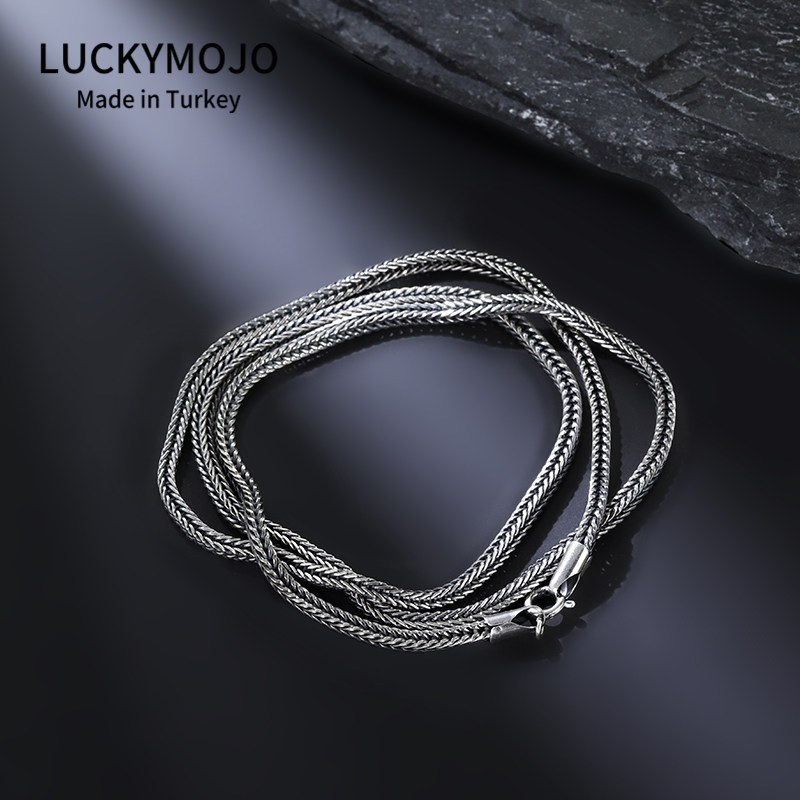 LUCKYMOJO S925纯银复古链项链小众设计时尚简约百搭颈链男女款