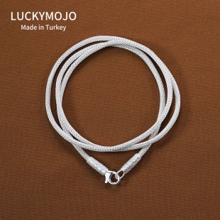 土耳其99纯银项链男款编织素链子锁骨链女轻奢小众足银万能基础链