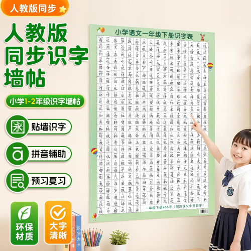 儿童识字挂图幼儿早教认字墙贴