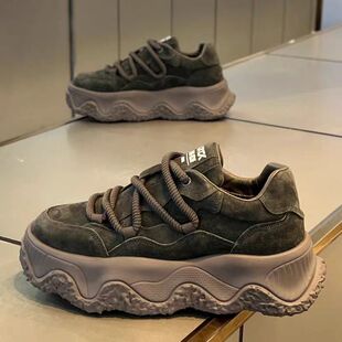 高级感男鞋冬季潮牌百搭耐磨防滑板鞋男士厚底增高运动休闲老爹鞋