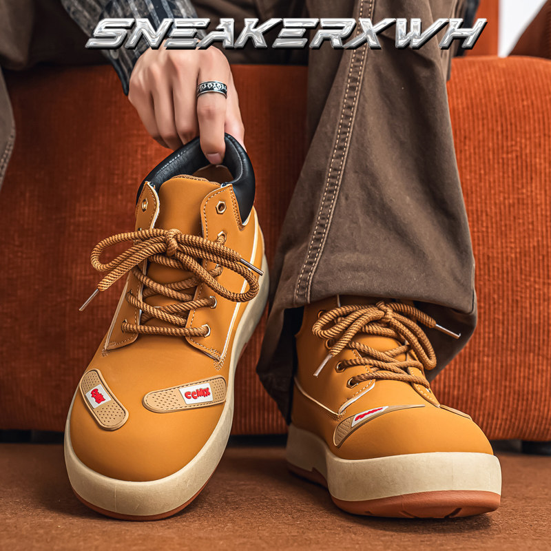 高帮男鞋秋冬季2026新款休闲运动大头面包鞋男士复古工装马丁潮靴,流行男鞋,高帮鞋,淘宝优惠券,粉丝福利购,淘宝优惠卷