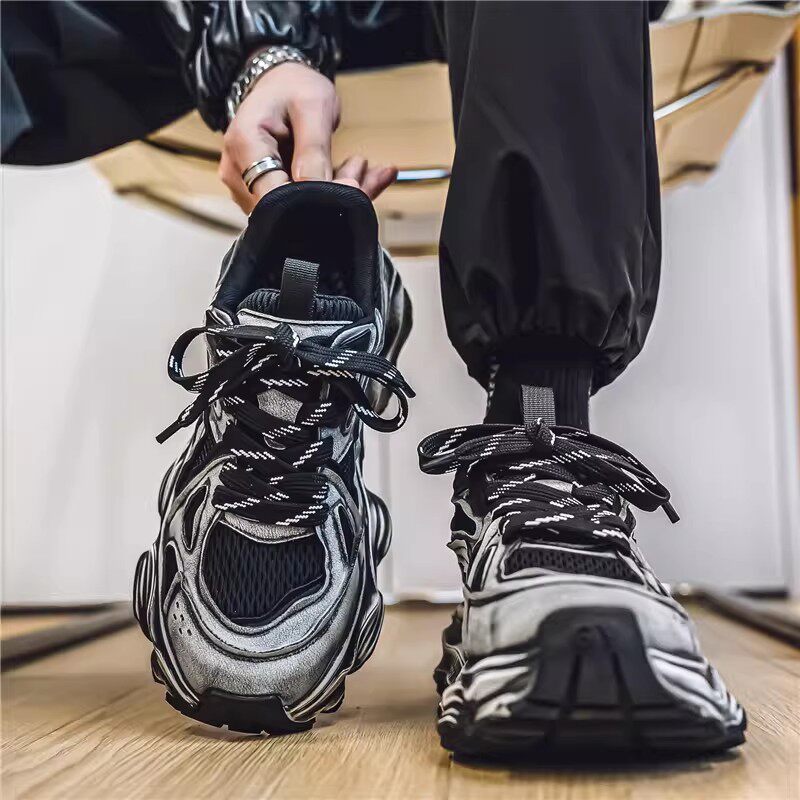 莆田男鞋春季透气网面休闲运动减震跑步青少年厚底老爹鞋2026新款